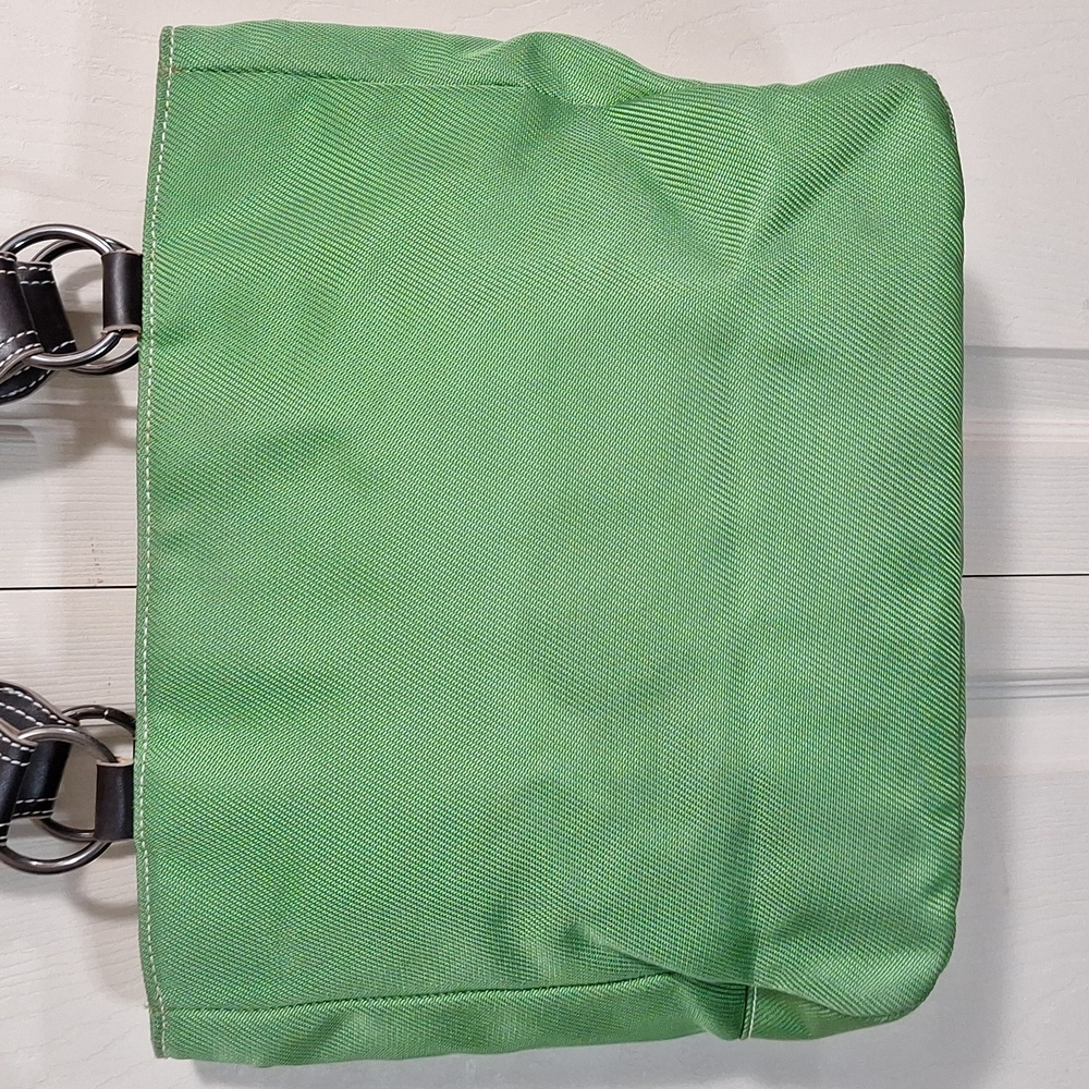 Vintage Tommy Hilfiger canvas handbag purse - green/brown leather - Picture 7 of 16